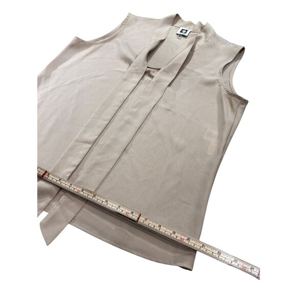 Anne Klein Womens Sleeveless Top With Tie Neck Blouse S Beige - Picture 10 of 13